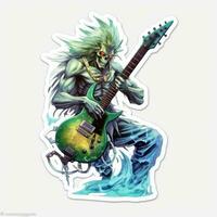 zombie bass guitar tattoo sticker illustration Halloween scary creepy horror crazy devil photo