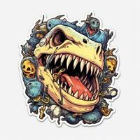 shark zombie tattoo sticker illustration Halloween scary creepy horror crazy devil photo