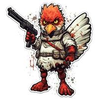 chicken gun tattoo sticker illustration Halloween scary creepy horror crazy devil photo