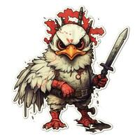 chicken gun tattoo sticker illustration Halloween scary creepy horror crazy devil photo