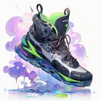 sneakers boot shoes anime futuristic illustration mystical fantasy art glowing digital photo