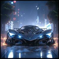 hyper car auto anime futuristic illustration mystical fantasy art glowing digital photo