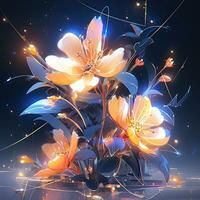 flower anime futuristic illustration mystical fantasy art glowing digital photo