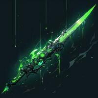 sword katana concept anime futuristic illustration mystical fantasy art glowing digital photo