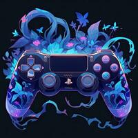 console dualshock gamepad anime futuristic illustration mystical fantasy art glowing digital photo