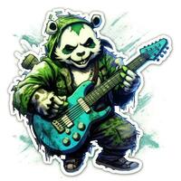 panda bass guitar tattoo sticker illustration Halloween scary creepy horror crazy devil photo