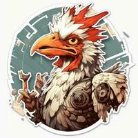 chicken gun tattoo sticker illustration Halloween scary creepy horror crazy devil photo