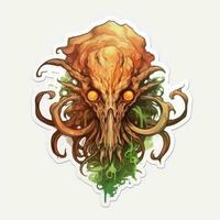 cthulhu octopus tattoo sticker illustration Halloween scary creepy horror crazy devil photo