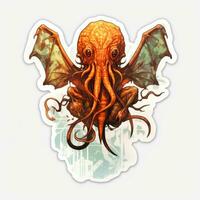 cthulhu octopus tattoo sticker illustration Halloween scary creepy horror crazy devil photo