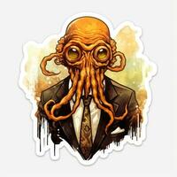 cthulhu octopus tattoo sticker illustration Halloween scary creepy horror crazy devil photo