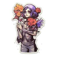 fairy girl demon flowers tattoo sticker illustration Halloween scary creepy horror crazy devil photo