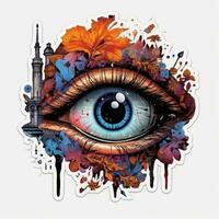 eye big tattoo sticker illustration Halloween scary creepy horror crazy devil photo