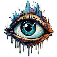 eye big tattoo sticker illustration Halloween scary creepy horror crazy devil photo