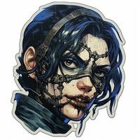 woman chains portrait tattoo sticker illustration Halloween scary creepy horror crazy devil photo