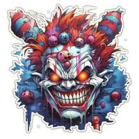 crazy clown tattoo sticker illustration Halloween scary creepy horror crazy devil photo