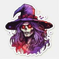 witch crazy tattoo sticker illustration Halloween scary creepy horror crazy devil photo