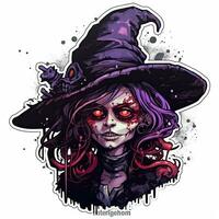 witch crazy tattoo sticker illustration Halloween scary creepy horror crazy devil photo