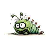 crazy caterpillar sketch caricature stroke doodle illustration vector hand drawn mascot clipart photo