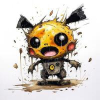 loco Pikachu bosquejo caricatura carrera garabatear ilustración vector mano dibujado mascota clipart foto