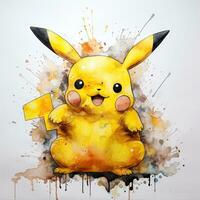 loco Pikachu bosquejo caricatura carrera garabatear ilustración vector mano dibujado mascota clipart foto