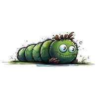 crazy caterpillar sketch caricature stroke doodle illustration vector hand drawn mascot clipart photo