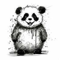crazy panda sketch caricature stroke doodle illustration vector hand drawn mascot clipart photo