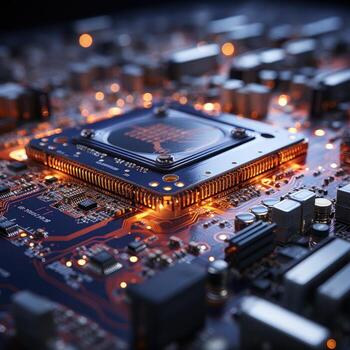 microelectrónica chip fábrica espacio de trabajo máquina robot producción mecánico transportador foto