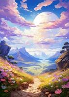 landscape dreamy fantasy mystery tarot illustration art tattoo poster card night photo