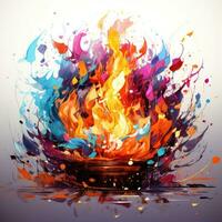 flame fire rainbow playful illustration sketch collage expressive artwork clipart painting photo