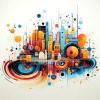 landscape futuristic cityscape playful illustration sketch collage expressive artwork clipart photo