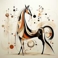 caballo semental resumen caricatura surrealista juguetón pintura ilustración tatuaje geometría pintura foto