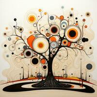 magic tree abstract caricature surreal playful painting illustration tattoo geometry modern photo