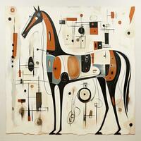 horse stallion abstract caricature surreal playful painting illustration tattoo geometry painting photo