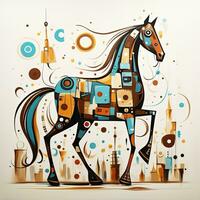 horse stallion abstract caricature surreal playful painting illustration tattoo geometry painting photo