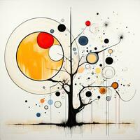 magic tree abstract caricature surreal playful painting illustration tattoo geometry modern photo