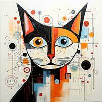 cat kitty face abstract caricature surreal playful painting illustration tattoo geometry modern photo