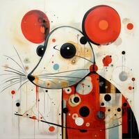 mouse rat face abstract caricature surreal playful painting illustration tattoo geometry modern photo