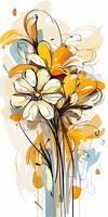 flowers bouquet Abstract modern art painting collage canvas expression illustration artwork photo