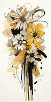 flowers bouquet Abstract modern art painting collage canvas expression illustration artwork photo