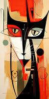 cat portrait silhouette Abstract modern art painting collage canvas expression illustration artwork photo