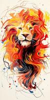 lion king Abstract modern art painting collage canvas expression illustration artwork photo