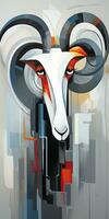 goat Capricorn Abstract modern art painting collage canvas expression illustration artwork photo