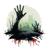zombie hand rising Halloween illustration monster creepy horror isolated vector clipart cute photo