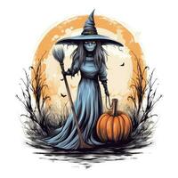 witch sorceress Halloween illustration monster creepy horror isolated vector clipart cute photo