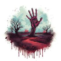 zombie hand rising Halloween illustration monster creepy horror isolated vector clipart cute photo