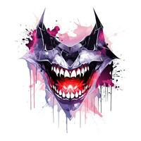 crazy skull face teeth fangs Halloween illustration monster creepy isolated vector clipart photo