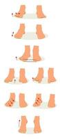 A set of relaxing exercises for the feet. Rehabilitation exercises for the feet. Vector illustration