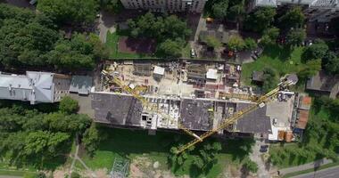 Aerial - Monolithic apartment block under construction video