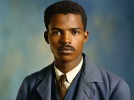 African american man from the early 1900s colored old photo AI Generative