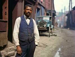 African american man from the early 1900s colored old photo AI Generative